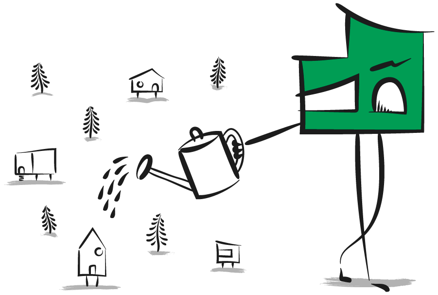 green house character illustration watering the garden